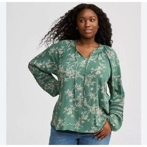 Torrid Women's Green Peasant Bohemian Blouse Women's Size 4x